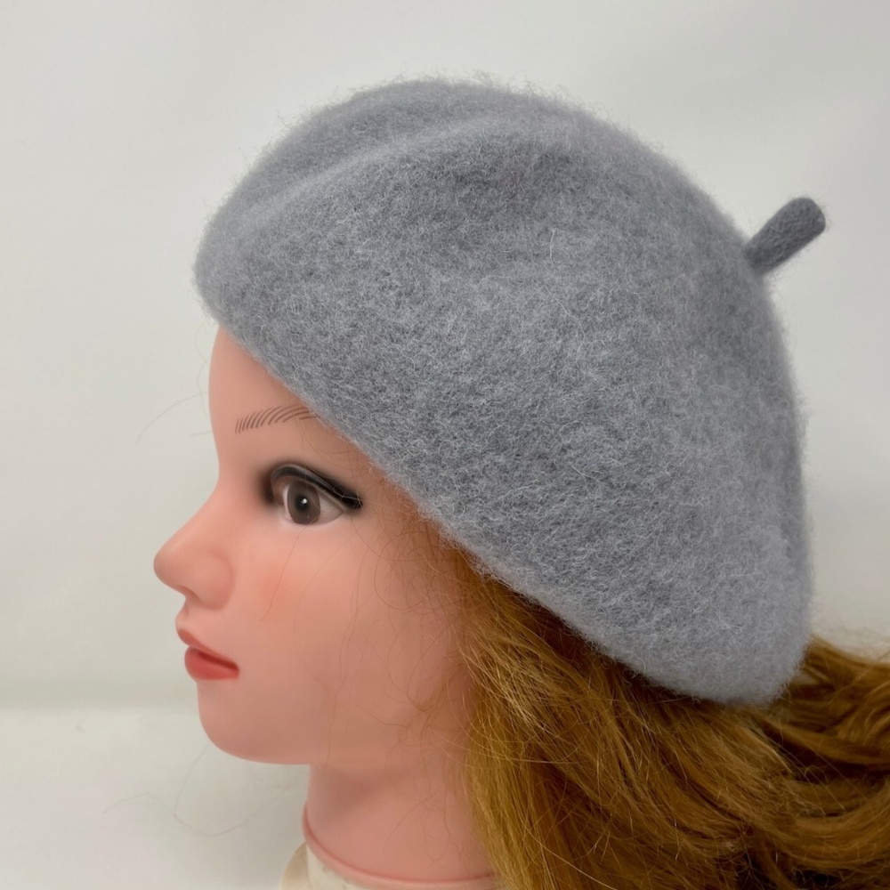 Women Beret 100% Wool Gray French Beret Ladies Hat Winter Gift Beanie NEW…